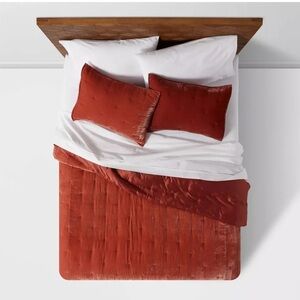 Opal house burnt orange velvet comforter  queen size